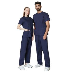 Trajes de algodón cómodos unisex Top médico y pantalones de tela tejida para uniformes de hospital y uso diario - Product Image 2