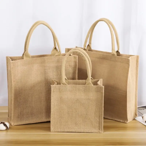 Sacs de jute recyclés écologiques personnalisés fourre-tout à poignée réutilisables avec motif à points Promotion du vendeur pour des achats durables - Product Image 5