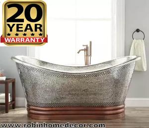 Exportador indio ofrece bañera independiente martillada de cobre sólido de estilo vintage de alta calidad excelente bañera de hidromasaje de cobre antiguo - Product Image 1