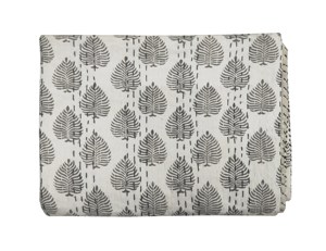 Bloc à main indien Kantha couette poisson imprimé bleu Indigo Kantha Vintage jeter Kantha pur coton à la main literie couverture couvre-lit - Product Image 4