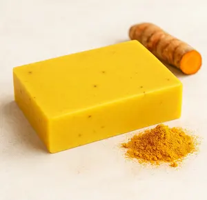 Barra de baño de cúrcuma herbaria de etiqueta privada al por mayor a granel OEM | Jabón corporal orgánico de Limpieza Profunda, nutrición de la piel y brillo - Product Image 3