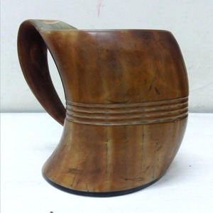 Eco-Friendly 500ml Drinking Horn Mug with Handgrip Pattern and Tray for Coffee Gifts Weddings <b>Other</b> <b>Beverages</b> - Product Image 3
