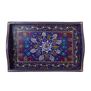 OKSQW Plateau de service rond classique en bambou fait à la main écologique personnalisé et assiettes en bois avec poignées décoratives uniques pour la nourriture - Product Image 4