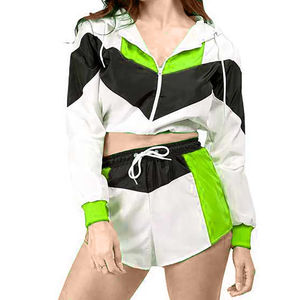 2025 nouveau Design solide respirant écologique court fermeture éclair coupe-vent veste ensemble Hip Hop survêtement Sport en plein air grande taille hiver - Product Image 2