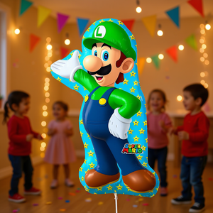 Ballon en aluminium Luigi 50x96cm, décoration de fête, personnage Super Mario - Product Image 3