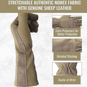 Guantes de vuelo Nomex de dedo completo Guantes de cuero compatibles con pantalla táctil y resistentes al calor para uso en exteriores - Product Image 5