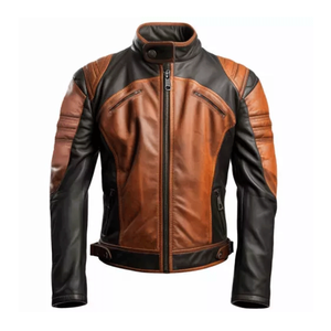Men's Genuine Leather Motorcycle <b>Biker</b> <b>Jacket</b> With Armoured CE Protected Racing Brown Leather Motorbike <b>Jacket</b> For Men - Product Image 3