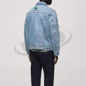 Chaqueta de mezclilla de color sólido personalizada directa de fábrica para hombre chaqueta de mezclilla de invierno de calidad premium con diseño de logotipo - Product Image 5