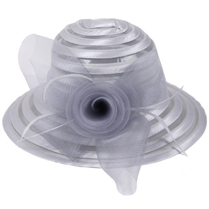 Mujeres Kentucky Derby Iglesia Vestido Cubo Sombrero Tocados Nupcial Té Fiesta Boda Sombreros Plata - Product Image 2