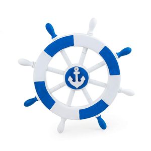 Roue de bateau en bois artisanale, décoration murale nautique pour la maison, le bureau, cadeau à suspendre - Product Image 1