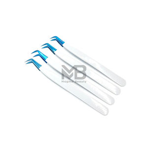 65 Degree Volume <b>Light</b> Gray Color Coated Plain Grip Eyelash Extension Tweezers Japanese Stainless Steel Blue <b>Plasma</b> Tips - Product Image 5