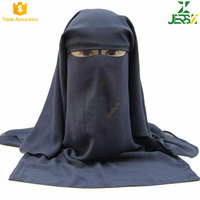 Niqab en Chiffon de Haute Qualité à Trois Couches, Écharpe Islamique à Enfiler, Couvre-Tête à Nouer, Couvre-Visage Traditionnel Musulman, Hijab