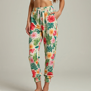 Ropa deportiva para correr sublimación pantalón pijama mujer cintura alta con cordón gráfico impreso pantalones de chándal señoras - Product Image 5