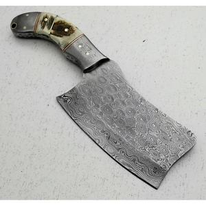 Custom Handmade 10-Inch Damascus Steel Chef Cleaver Knife with Unique <b>Leather</b> Sheath Beautiful Handle Customizable Supported - Product Image 2