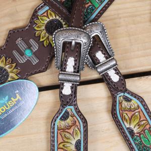 Cabestro, Brida, Pechera y Riendas para Caballo Occidental a Precio Accesible, Cuero con Diseño Floral Repujado a Mano, Pechera Completa para Caballo Cob - Product Image 3