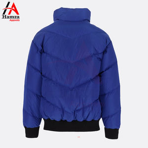 Veste matelassée légère bleue pour homme, col haut coupe-vent, fermeture à glissière complète, coupe-vent confortable pour le printemps et l'hiver - Product Image 6