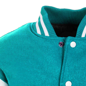 Mens <b>Varsity</b> Letterman <b>Jacket</b> Turquoise Wool White Leather Sleeves Classic Custom <b>Jacket</b> for Men and Women - Product Image 4