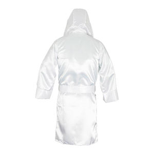 Top Quality Satin Boxing <b>Robes</b> <b>White</b> Color Embroidered Boxing Gowns <b>Silk</b> Shiny Satin Boxing <b>Robe</b> for Men's - Product Image 3
