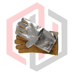 ถุงมือเชื่อมป้องกันความร้อนเคลือบอลูมิไนซ์ ถุงมือป้องกันอุตสาหกรรม ถุงมือดับเพลิง หนังแยกชั้น ป้องกันไฟ ถุงมือเชื่อม TIG 14 นิ้ว - Product Image 5