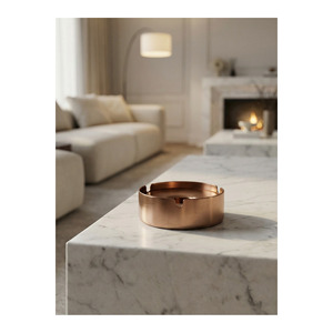 Cenicero de Acero Inoxidable con Base de Cobre PVD y Tapa con Recubrimiento Scotch, 10 cm de Alto, 3 cm - Product Image 3