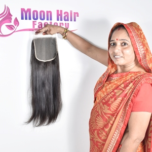 Produit authentique, cheveux indiens, closure droite, disponible directement de l'usine à prix de gros, brillance naturelle, volume, en vente - Product Image 2