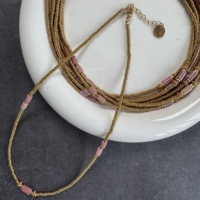 Collier personnalisé superposé en pierres naturelles plaqué or, perles, chaîne en acier inoxydable, pendentif en pierres précieuses, style bohème, pour boutiques