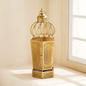 Metal Glass Gold Large Moroccan <b>Lantern</b> Floor Lighting Decor <b>Tall</b> Vintage Designer Pillar Holder <b>Lantern</b> - Product Image 3