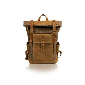 9120 <b>Canvas</b> Leather Retro Backpack Brown - Product Image 1