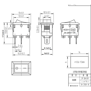 Yz Rocker Chuyển Đổi KCD11-2P 10*15Mm Màu Sắc Với Màu Đen/Trắng/Đỏ 2Pin Hai Mức Độ Mini Nút Chuyển Đổi - Product Image 5