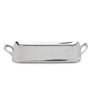 Plateau de service de haute qualité utilisation de cadeau de mariage en aluminium métal argent fini meilleur design plateau de service avec poignée face - Product Image 2
