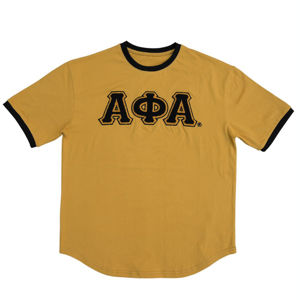 Camiseta Premium de Algodón Color Oro Viejo 2026 para Hombre, Camiseta de Fraternidad con Dobladillo Curvo y Letras Bordadas en Chenilla, Ropa Griega - Product Image 1