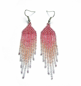 Boucles d'oreilles à franges et pompons faites à la main - Or - Longues - Product Image 1