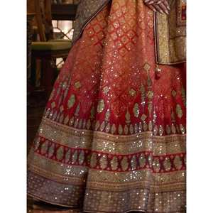 Miracle Rajwadi Silk Traditional Lehenga Choli in Red and Yellow Women's Amazing <b>Mirror</b> Work <b>Set</b> - Product Image 3