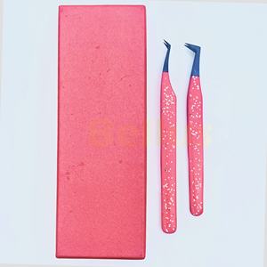 Pincettes d'extension de cils en acier inoxydable avec revêtement en gel Pointes en fibre polie anticorrosive Prise en main durable pour tous les types de pointes - Product Image 5