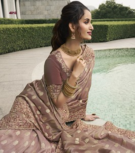 Designer <b>Tissue</b> Silk Saree with Embroidery Stone Pearl Real Mirror Work on Border Zari Weaving for Parties and <b>Weddings</b> - Product Image 2