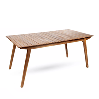Vente en gros, ensemble table à manger rectangulaire extérieure en bois massif d'acacia résistante aux intempéries, 6 places avec 6 chaises et 1 table