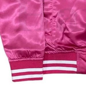 Blouson bomber en toile 200 GSM rose avec col montant et poignets, manches longues, design décontracté, printemps pour homme - Product Image 3