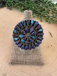 Southwest Handmade Multi-Stone Oval Cut Bezel Setting Bague en argent sterling réglable pour mariage et fête - Product Image 2