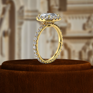 แหวนหมั้นเพชรเลี้ยงในห้องปฏิบัติการ, แหวนเพชรทรงแอสเชอร์ 1 กะรัต, แหวนเพชรรับรองโดย IGI, แหวนทองคำขาว 14K, แหวนแต่งงาน - Product Image 1