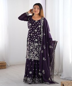 ชุดแต่งกายสำหรับผู้หญิงผ้าไหม georgette sharara dupatta - Product Image 4