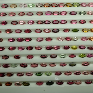 Tourmaline multi naturelle de qualité supérieure 4x8mm forme marquise lot de gros pierres pour la fabrication de bijoux - Product Image 2