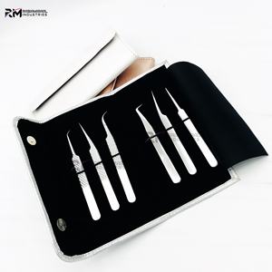 RMI haute qualité Super produit enduit de poudre d'argent et pince à épiler d'extension de cils à pointe argentée avec pochette d'emballage durable - Product Image 6