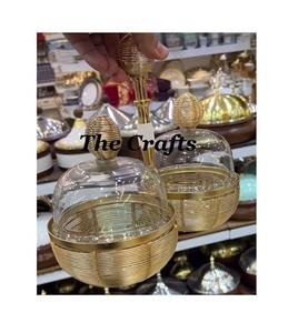 Bols à dessert en acier inoxydable de conception classique avec couvercles en verre et base en bois pour bols de chocolats de restaurant d'hôtel - Product Image 5