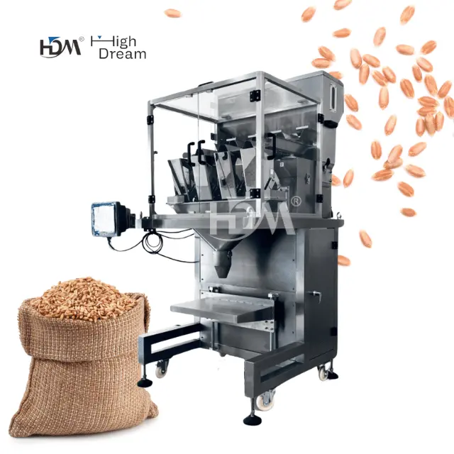 Kolayca kullanım buğday pirinç tahıl 4 kafa 2.4L lineer mulirice kantarı gıda paketleme makinesi