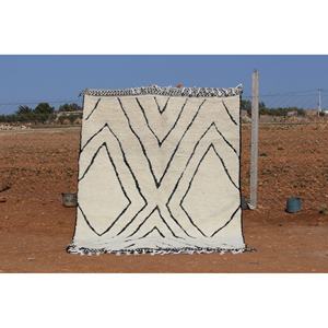 Fait à la main laine/soie marocain Beni Ourain Kilim tapis lavable moderne rayé motif abstrait adolescent-amical salon chambre - Product Image 1