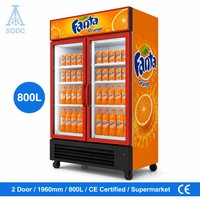 Réfrigérateur commercial vertical à refroidissement par air avec porte vitrée transparente pour boissons