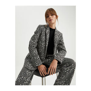 Chaqueta de Mujer de Punto con Estampado de Mezcla de Algodón de Corte Cómodo, con Diseño de Manga Larga y Bolsillos Dobles, sin Forro - Product Image 5