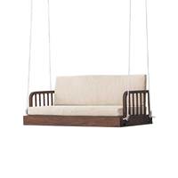 Java Furni Craft Magica01 Balançoire d'extérieur moderne en bois massif imprimée en 3D 2 places avec coussin épais imperméable à séchage rapide marron foncé