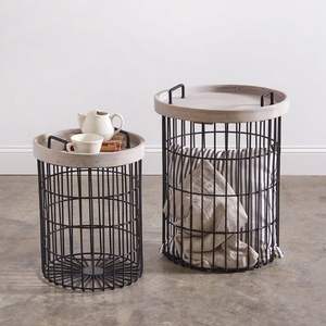 Ensemble de paniers de rangement en métal doré pour la décoration de la maison, table de panier en métal d'occasion pour petit hôtel moderne de luxe - Product Image 4