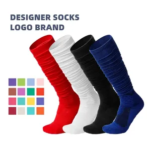 Chaussettes rembourrées de basket-ball longues en coton pour homme Chaussettes de compression à manches froissées pour le football